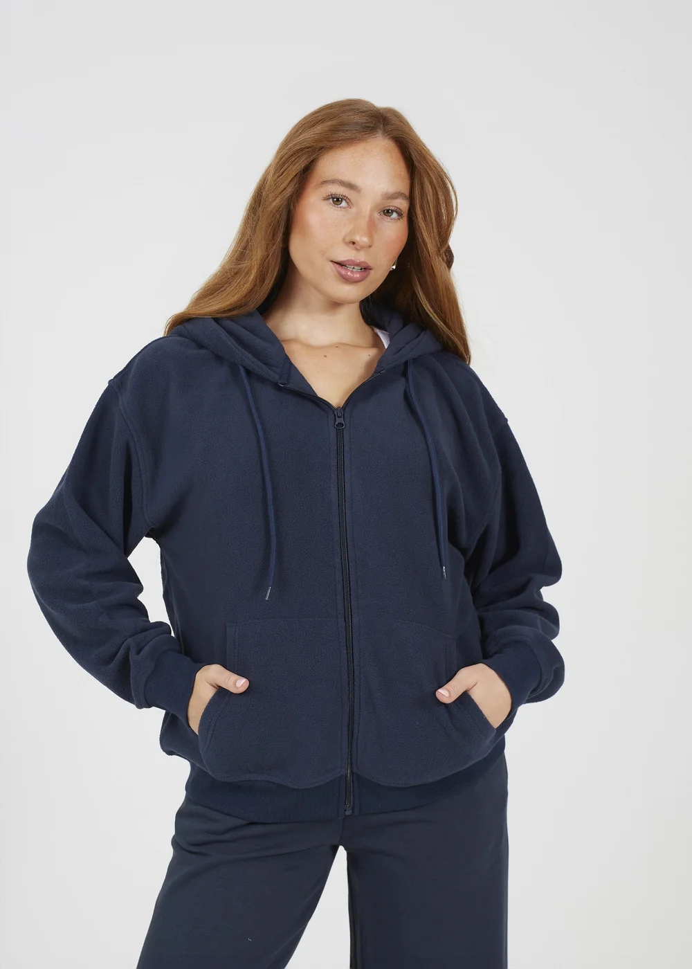 Brave Soul Navy Zip Through Polar Fleece Hoodie - XS Image 1