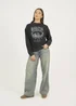 Brave Soul Black Acid Wash Embroidered Sweatshirt - M Image 4
