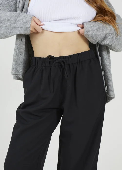 Brave Soul Black High Waisted Wide Leg Trousers - S Image 3