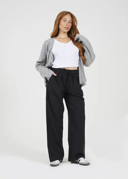 Brave Soul Black High Waisted Wide Leg Trousers - S Image 4
