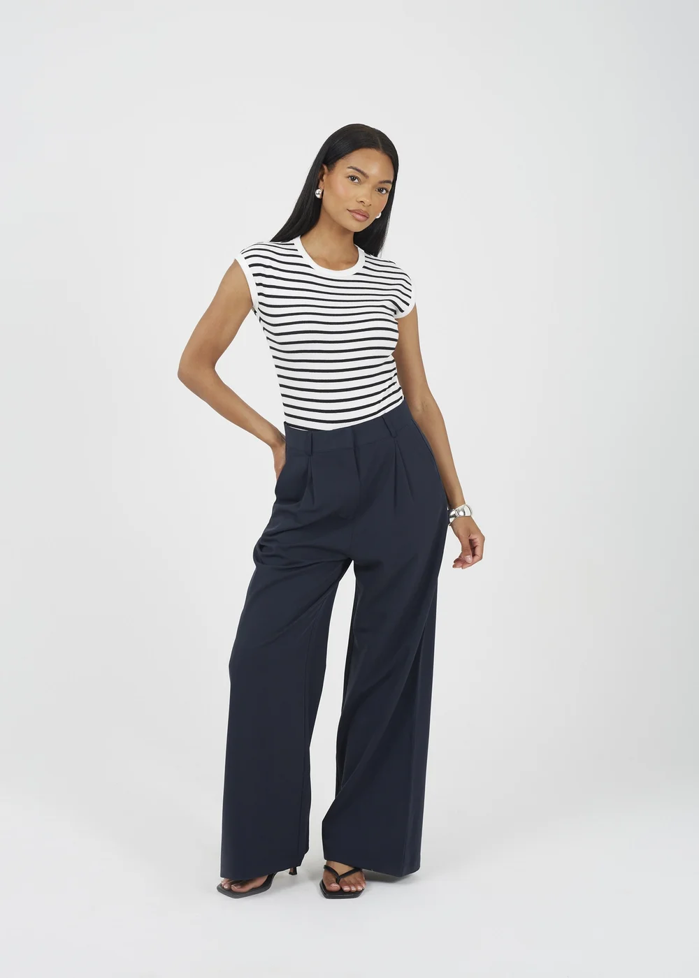 Brave Soul Navy Tailored Straight Leg Trousers - Extra small Image 4