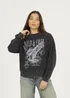Brave Soul Black Acid Wash Graphic Print Sweatshirt - Small Image 1