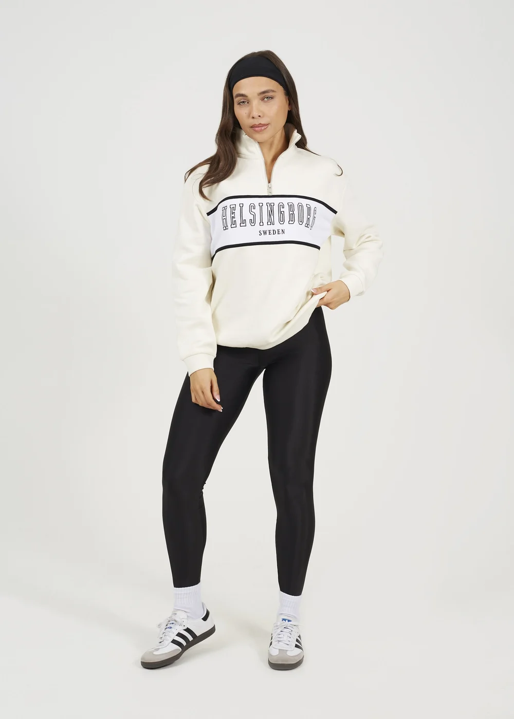 Brave Soul Cream Funnel Neck Quarter Zip Sweatshirt With Embroidery - Extra small Image 4