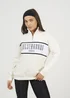 Brave Soul Cream Funnel Neck Quarter Zip Sweatshirt With Embroidery - Extra small Image 1