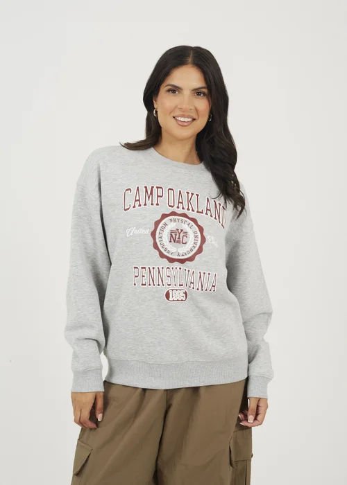 Brave Soul Grey Crew Neck Graphic Print Sweatshirt - Extra Large Image 1