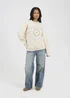 Brave Soul Cream Crew Neck Graphic Print Sweatshirt - Small Image 4