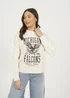 Brave Soul Beige Acid Wash Graphic Print Sweatshirt - Extra small Image 1