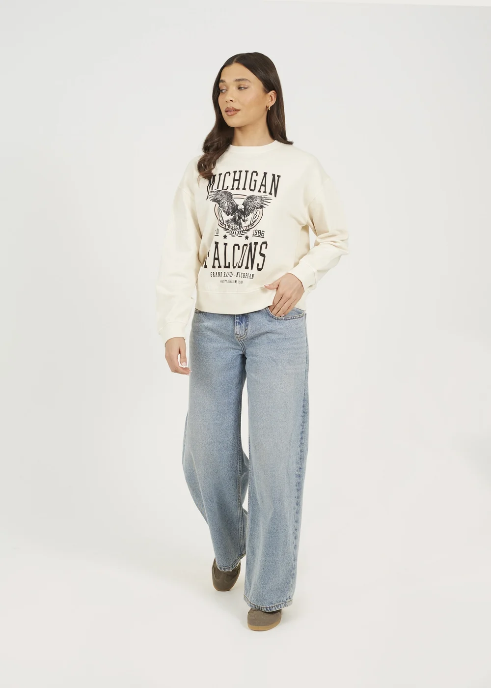 Brave Soul Beige Acid Wash Graphic Print Sweatshirt - Extra small Image 4