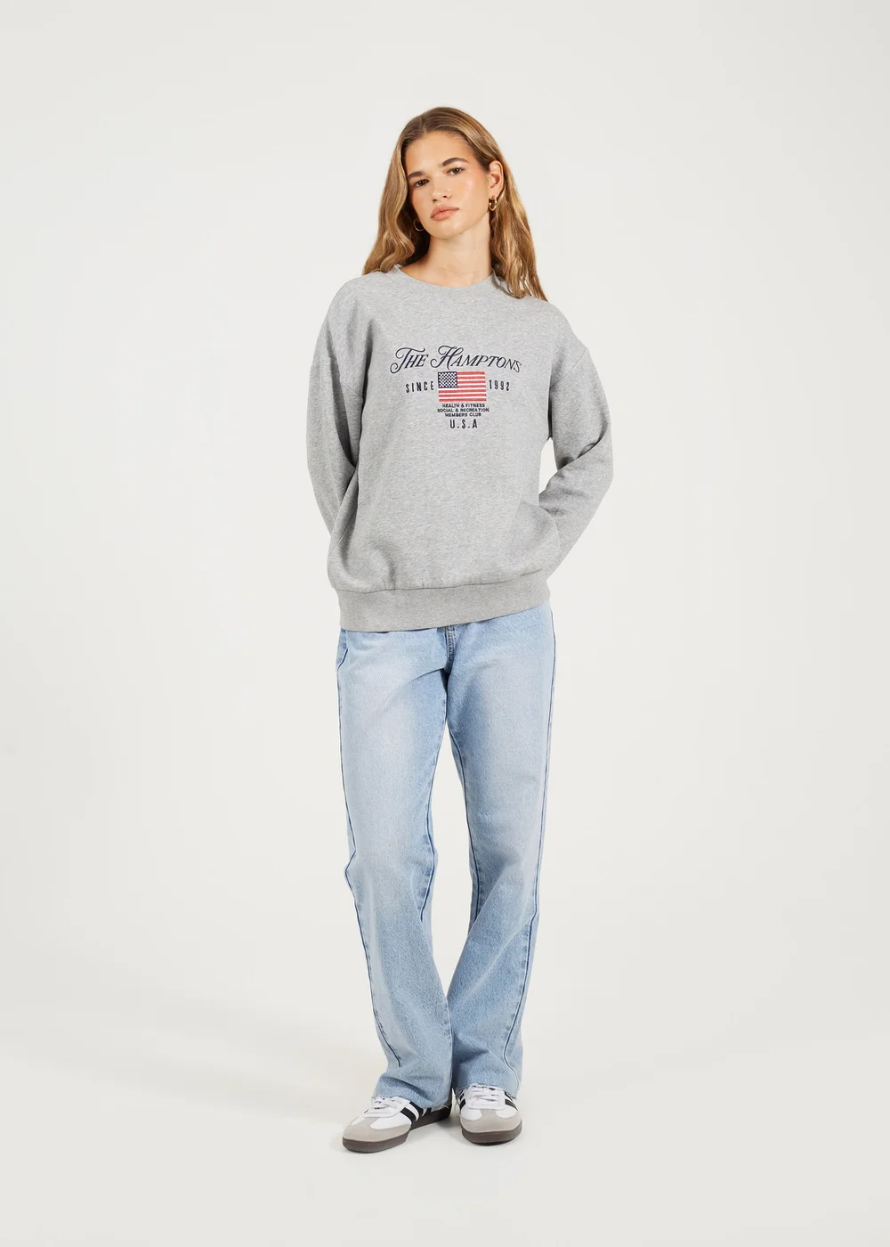 Brave Soul Grey Crew Neck Embroidered Sweatshirt - XL Image 4