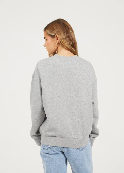 Brave Soul Grey Crew Neck Embroidered Sweatshirt - XL Image 2