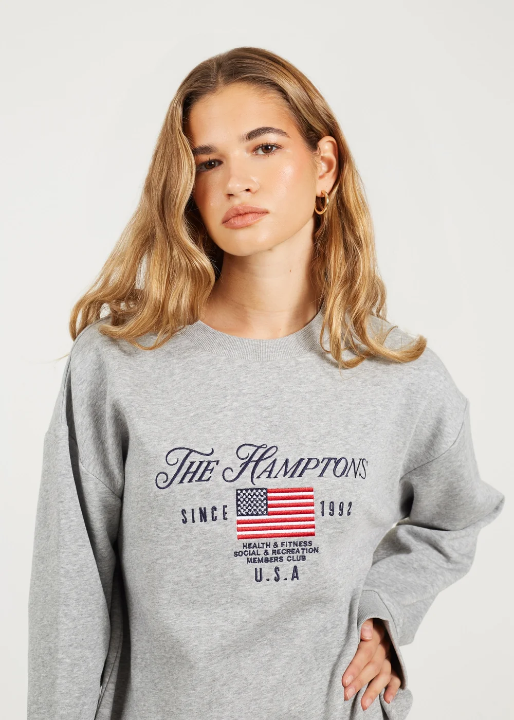 Brave Soul Grey Crew Neck Embroidered Sweatshirt - XL Image 3