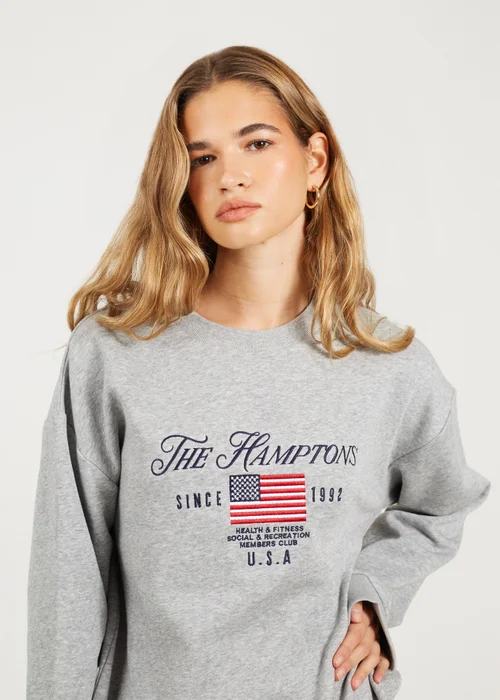 Brave Soul Grey Crew Neck Embroidered Sweatshirt - XL Image 3