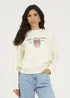 Brave Soul Cream Crew Neck Embroidered Sweatshirt - M Image 1