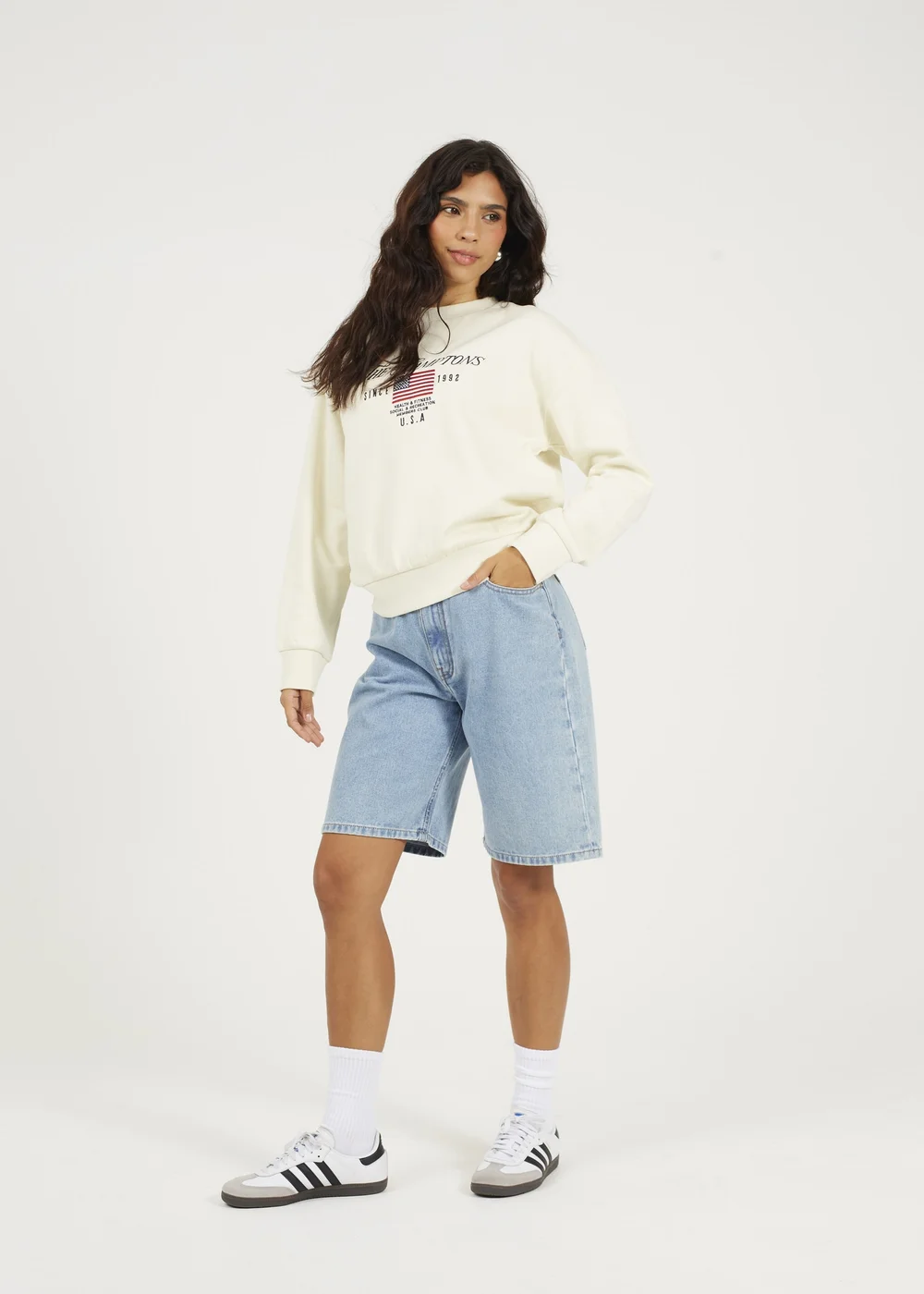 Brave Soul Cream Crew Neck Embroidered Sweatshirt - M Image 4
