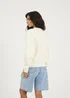 Brave Soul Cream Crew Neck Embroidered Sweatshirt - M Image 2