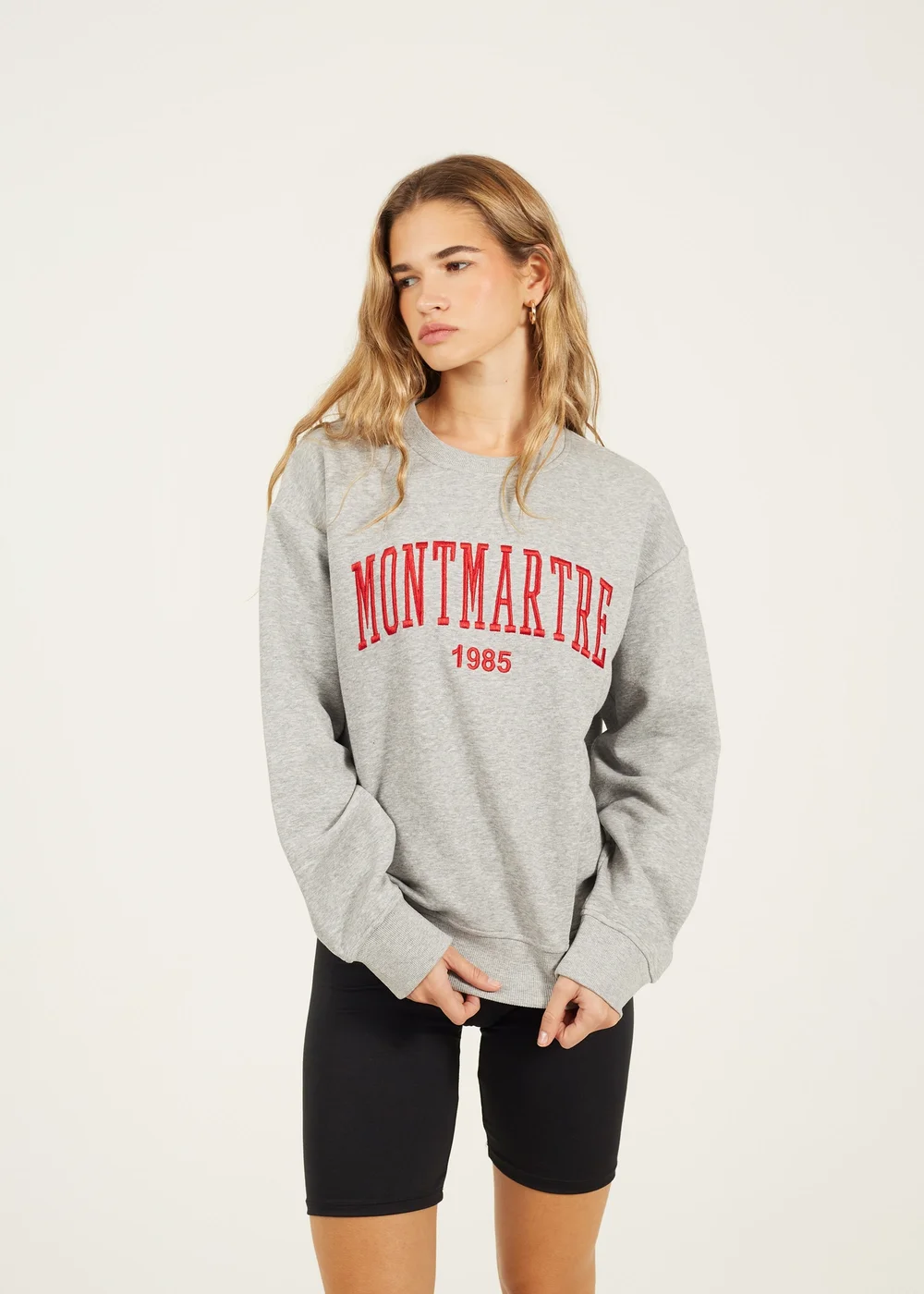 Brave Soul Grey Crew Neck Embroidered Sweatshirt - Large Image 1