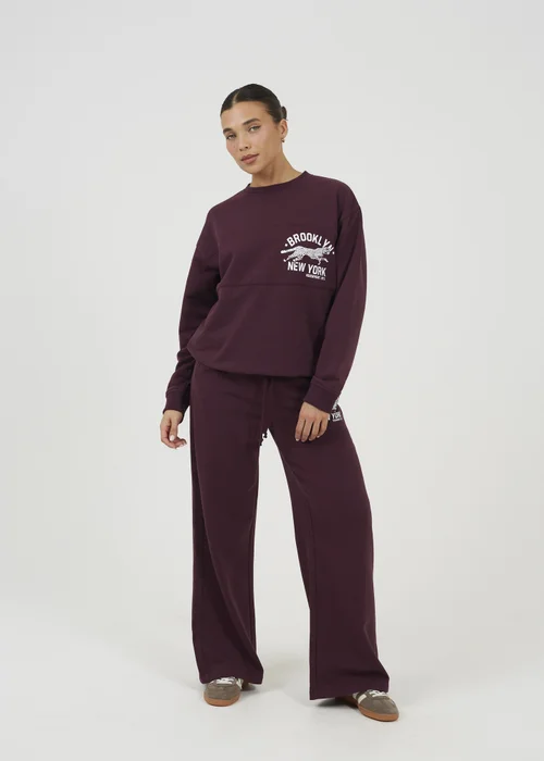 Brave Soul Burgundy Contrast Stripe Panel Crew Neck Sweatshirt - Extra small Image 4