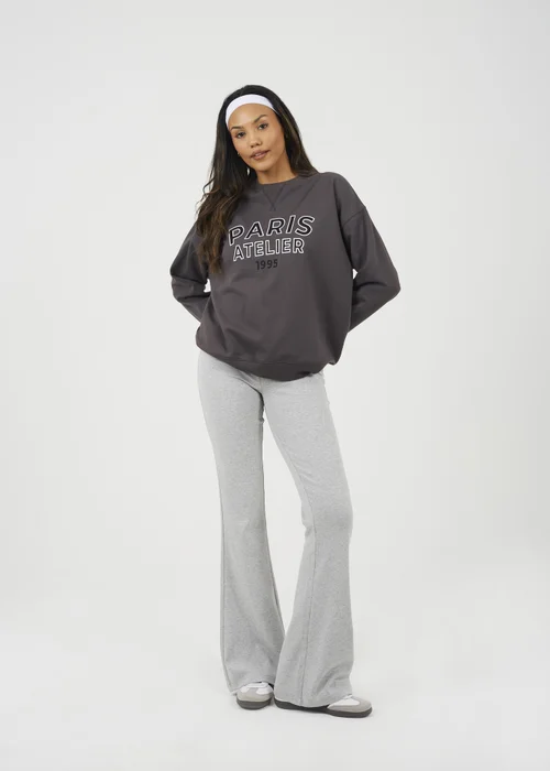 Brave Soul Charcoal Crew Neck Embroidered Sweatshirt - Extra small Image 4