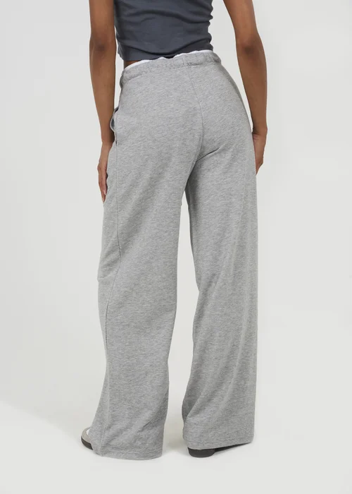 Brave Soul Grey Contrast Double Waistband Wide Leg Joggers - XL Image 2