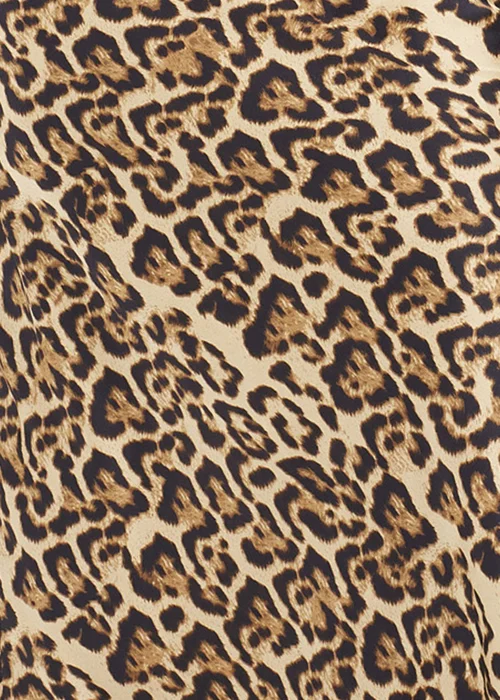 Brave Soul Brown Leopard Print Satin Midi Skirt - Medium Image 3