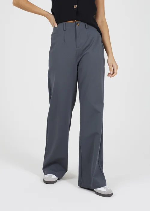 Brave Soul Charcoal Straight Leg Jersey Trousers - L Image 1