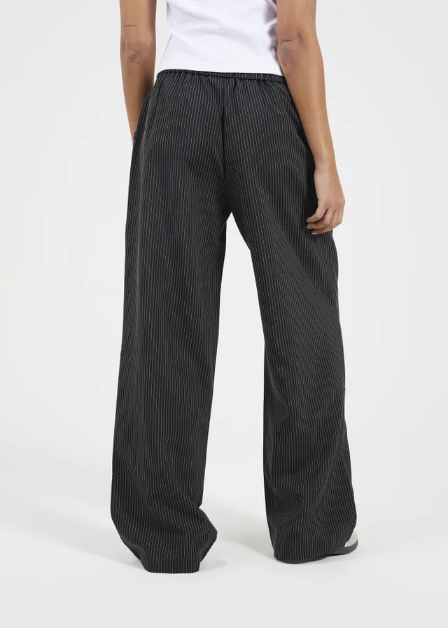 Brave Soul Black Stripe Straight Leg Suit Trousers