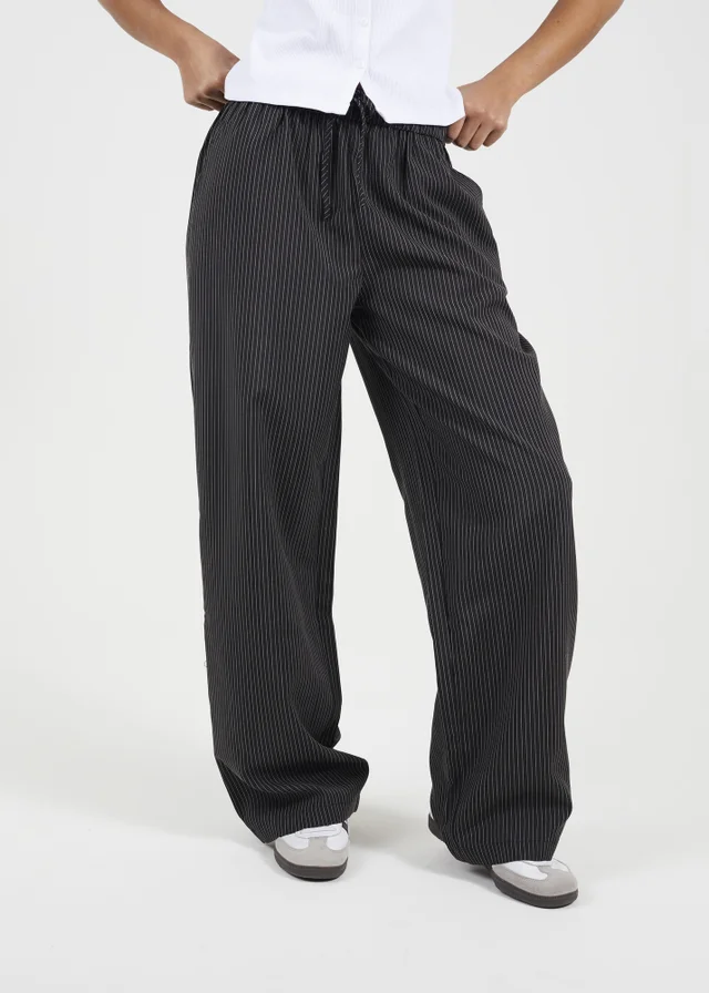 Brave Soul Black Stripe Straight Leg Suit Trousers