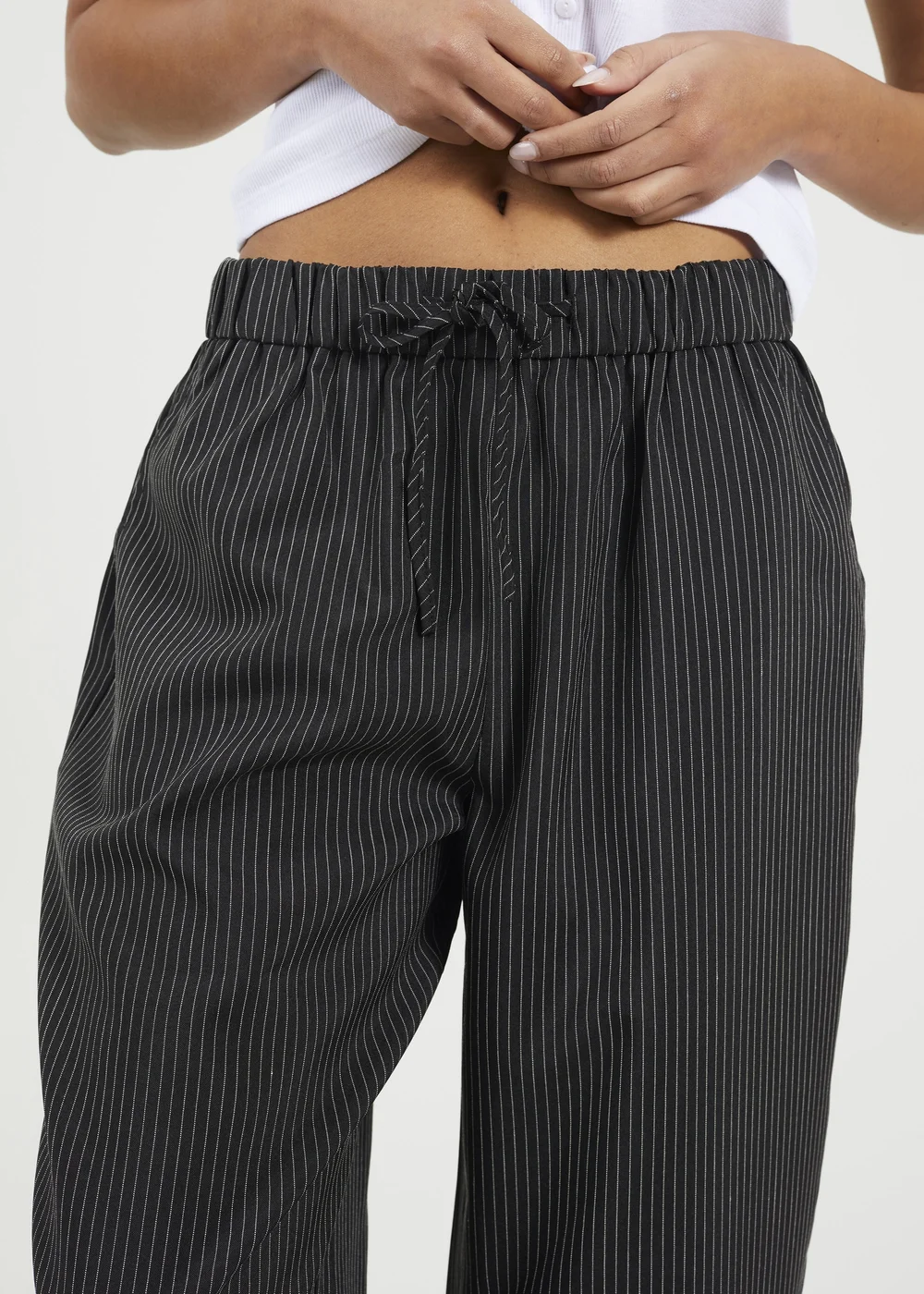 Brave Soul Black Stripe Straight Leg Suit Trousers - Medium Image 3