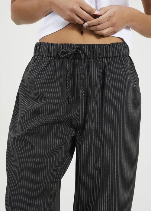 Brave Soul Black Stripe Straight Leg Suit Trousers - Medium Image 3