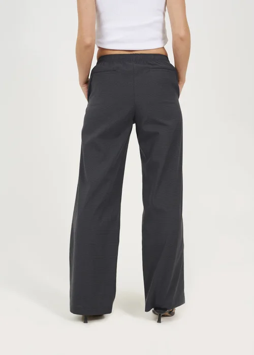 Brave Soul Grey Check Tailored Trousers With Elasticated Waist - L Image 2