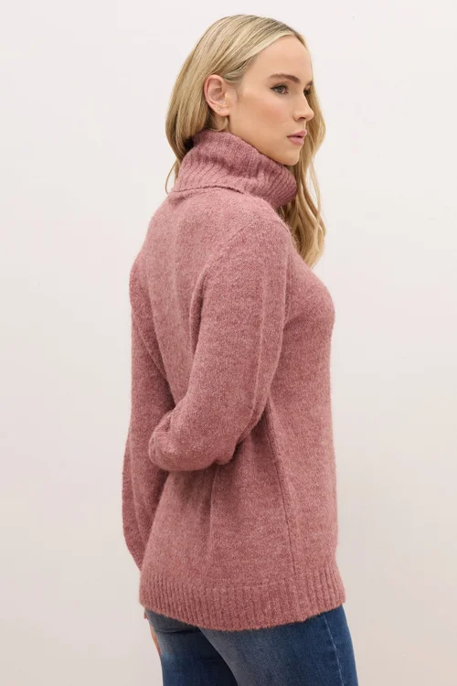 Long Tall Sally Premium Pink Chunky Wool Roll Neck Jumper - 8-10 Image 4