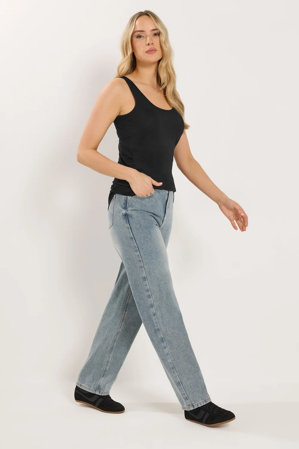 Long Tall Sally 2 Pack Black & White Vest Tops - 8 Image 3