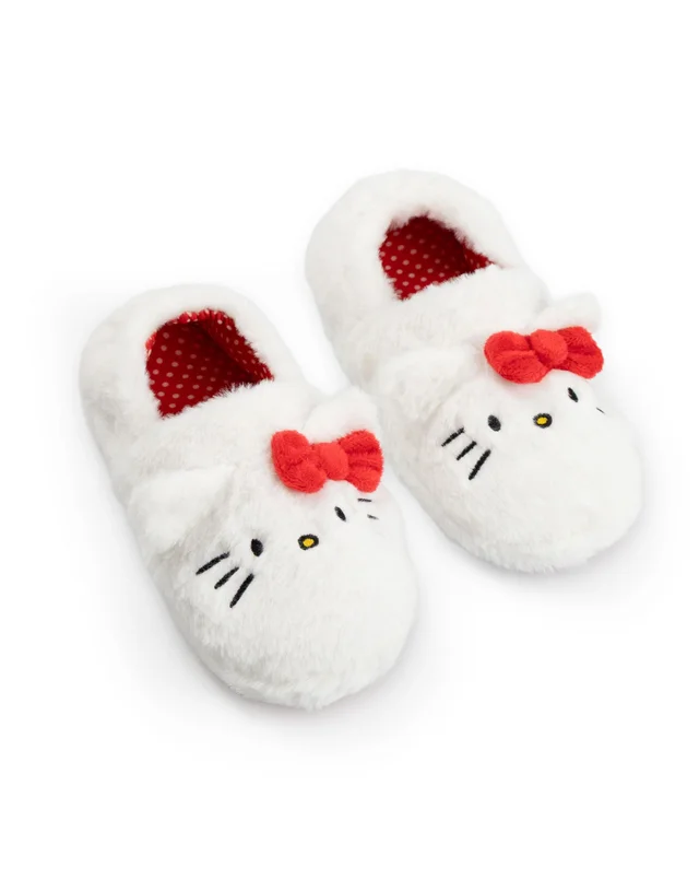 Vanilla Underground Hello Kitty Kids White Loafer Slippers (Older 11-4)
