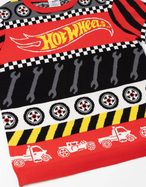 Vanilla Underground Hot Wheels Kids Red Christmas Jumper (3-12yrs) - 3-4 Yrs Image 3