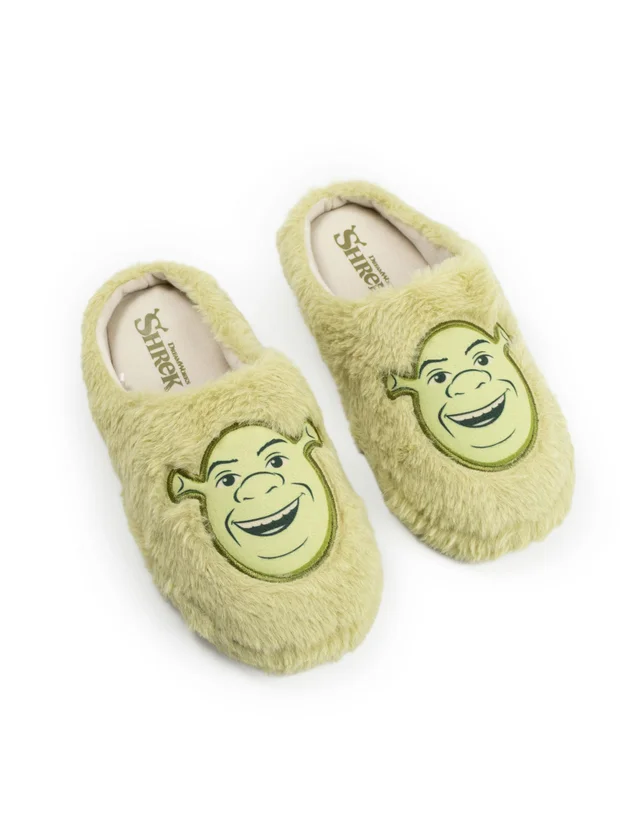 Vanilla Underground Shrek Unisex Green Character Face Mule Slippers (3-12 UK)