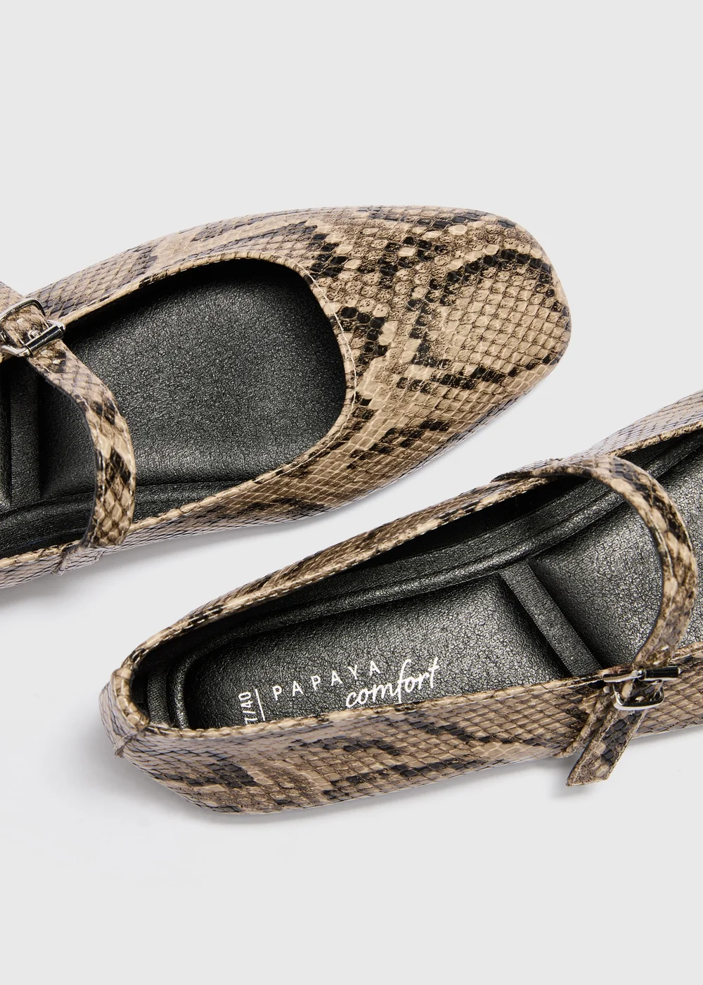 Neutral Snake Mary Jane Ballet Flats - 3 Image 2