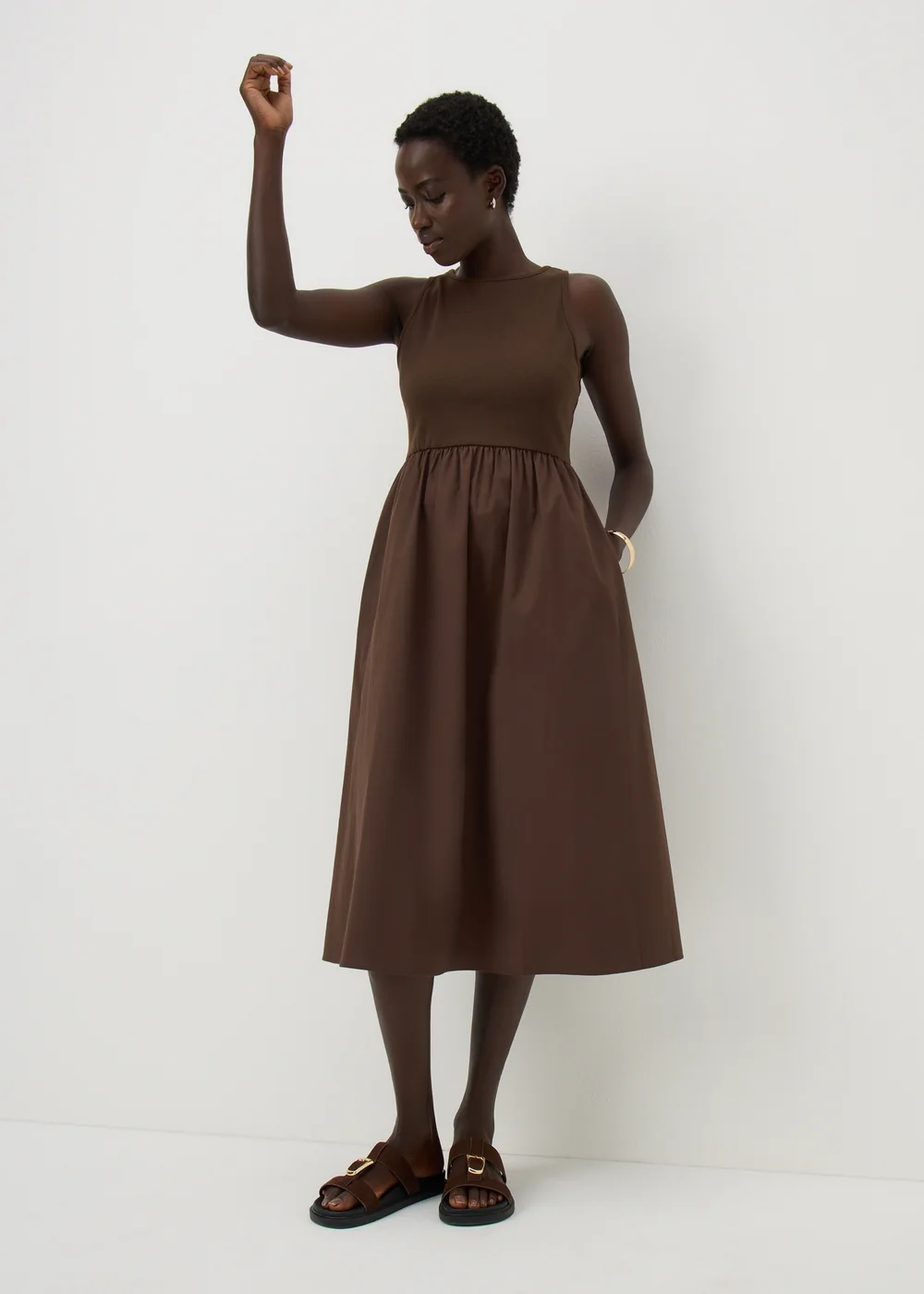 Papaya Petite Chocolate Brown 2 in 1 Midi Dress - 16 | Matalan Papaya Petite Chocolate Brown 2 in 1 Midi Dress - 16 | Matalan