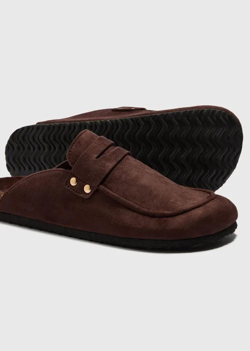 Chocolate Brown Loafer Mule Sandals - 3 Image 2