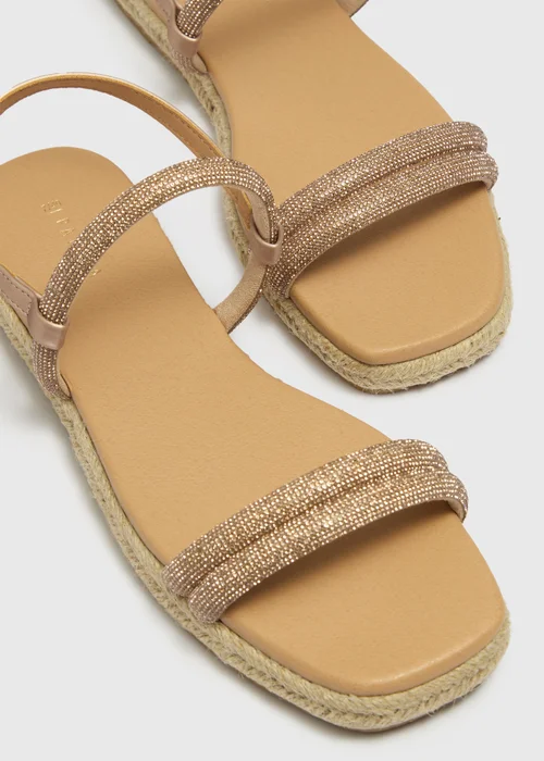 Natural Glitsy Flat Espadrille Sandals - 3 Image 2