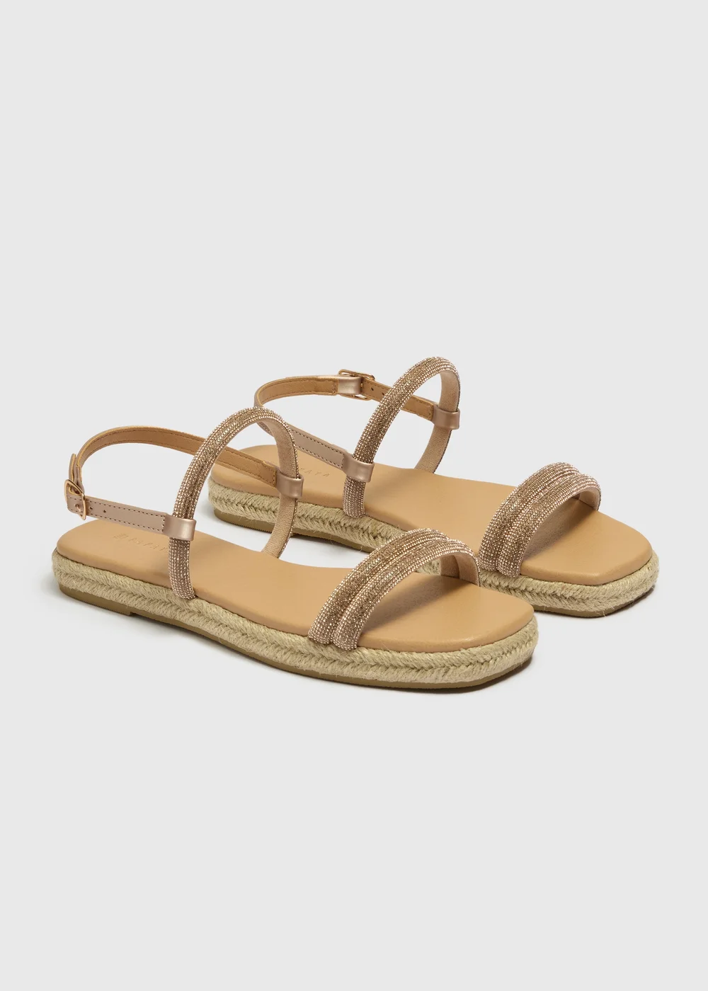 Natural Glitsy Flat Espadrille Sandals - 3 Image 1