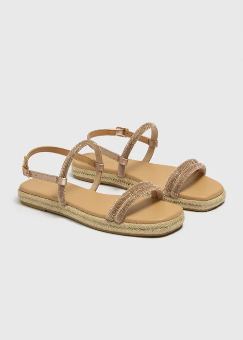 Natural Glitsy Flat Espadrille Sandals - 3 Image 1
