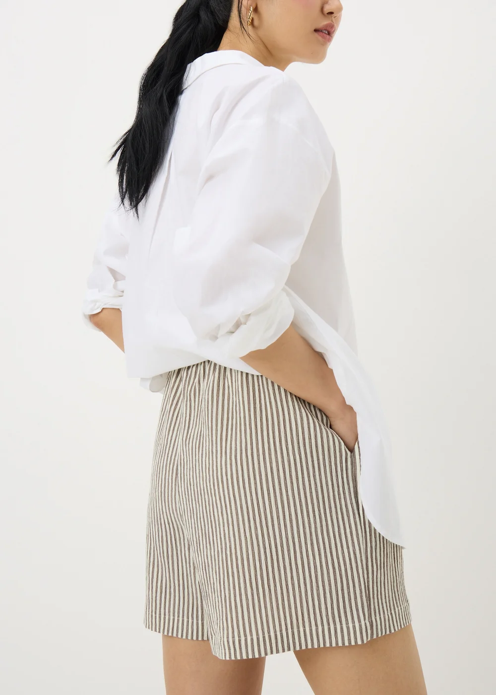 Chocolate Brown Stripe Seersucker Shorts - 12 Image 3