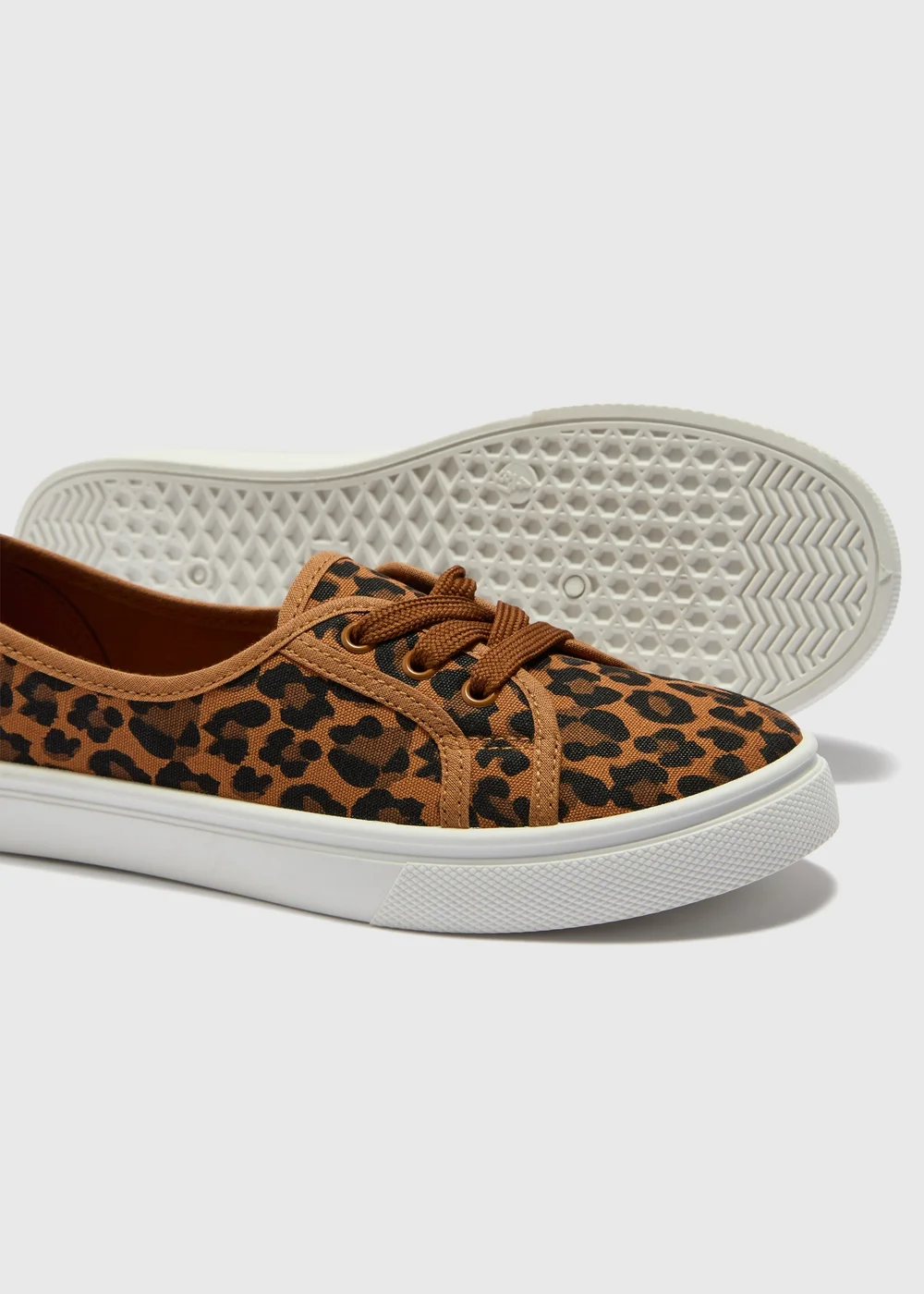 Brown Leopard Print Canvas Trainers - 3 Image 2