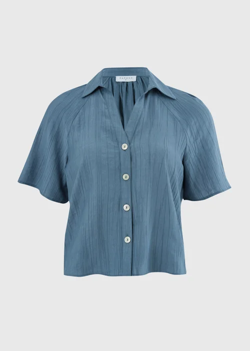 Papaya Petite Blue Crinkle Textured Co Ord Shirt - 12 Image 4