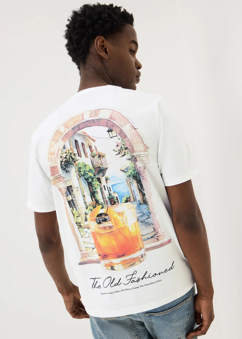 White Cocktail Back Graphic T-Shirt - XS Image 1