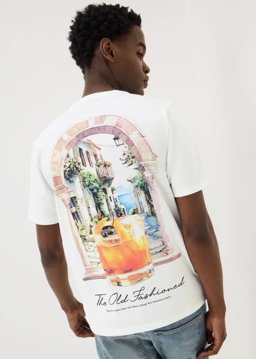 White Cocktail Back Graphic T-Shirt - XS Image 1