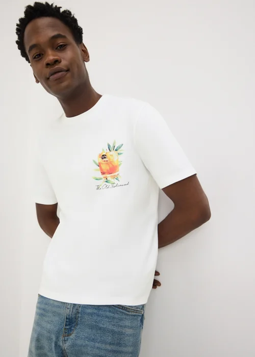 White Cocktail Back Graphic T-Shirt - XS Image 2