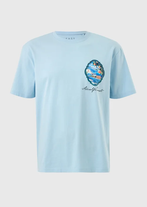 Light Blue Amalfi Coast Back Graphic T-Shirt - XS Image 4
