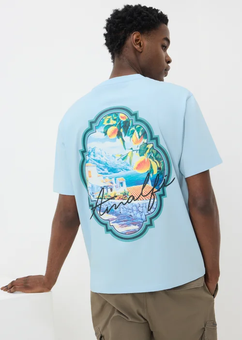 Light Blue Amalfi Coast Back Graphic T-Shirt - XS Image 1