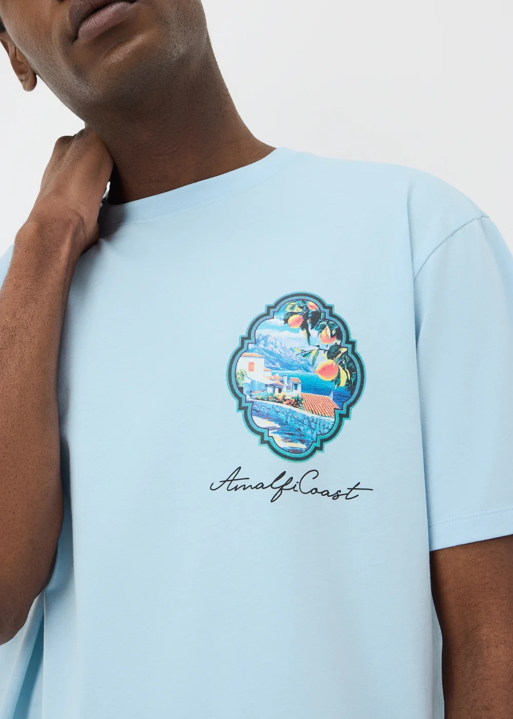 Light Blue Amalfi Coast Back Graphic T-Shirt - XS Image 3
